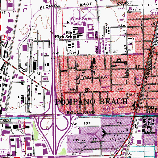 Topographic Map of Antioch Baptist Church, FL