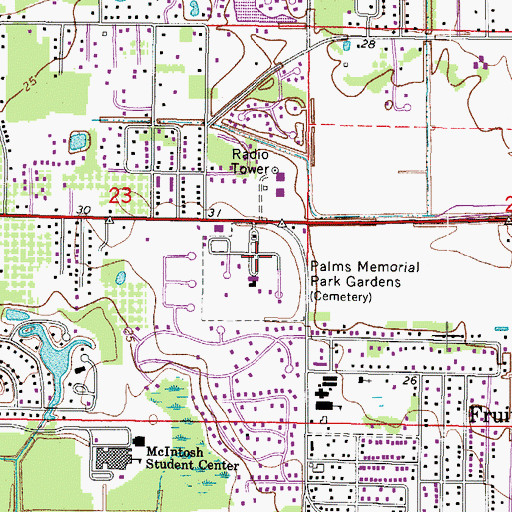 Topographic Map of Palms Memorial Park, FL