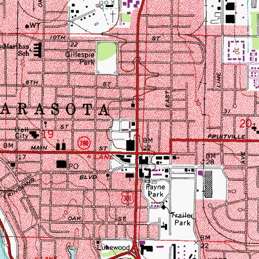 Topographic Map of Selby Public Library, FL