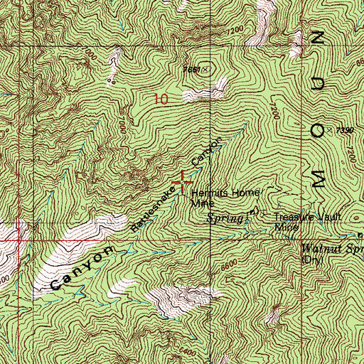 Topographic Map of Hermits Home Mine, AZ