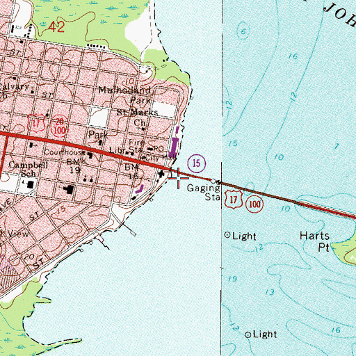 Topographic Map of Palatka Public Library, FL