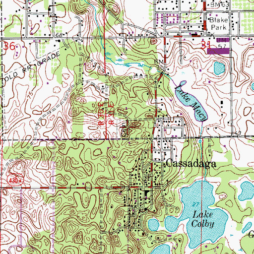 Topographic Map of Lake Helen - Cassadaga Cemetery, FL