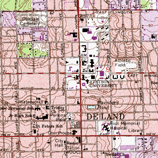 Topographic Map of Oakdale Cemetery, FL
