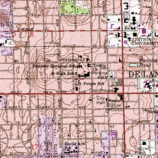 Topographic Map of Volusia County Law Library, FL