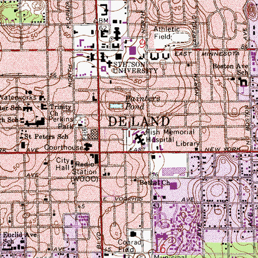 Topographic Map of DuPont-Ball Library - Stetson University, FL