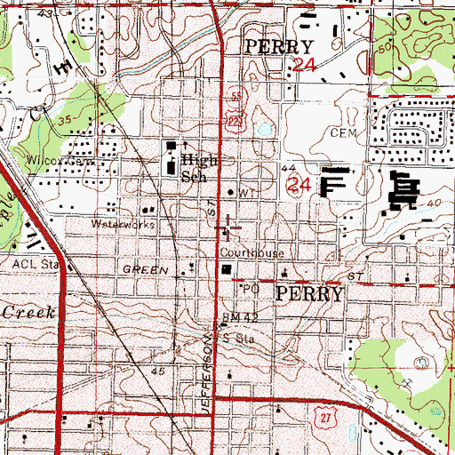 Topographic Map of Taylor County Public Library, FL