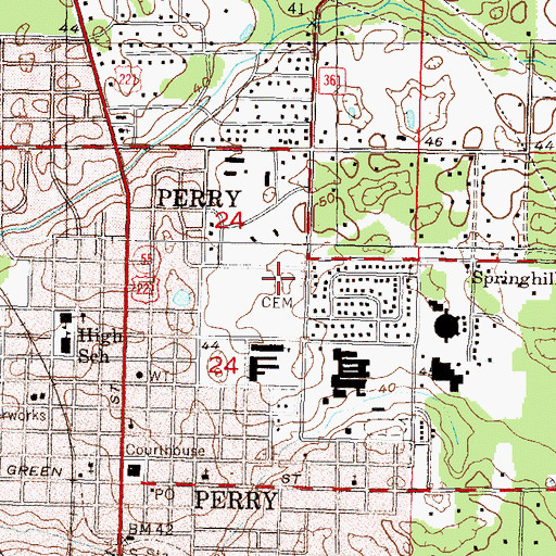Topographic Map of Pineview Memorial Gardens, FL