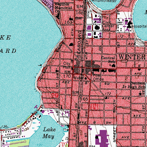 Topographic Map of Winter Haven Public Library, FL