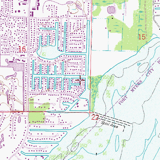 Topographic Map of Waterway Estates, FL