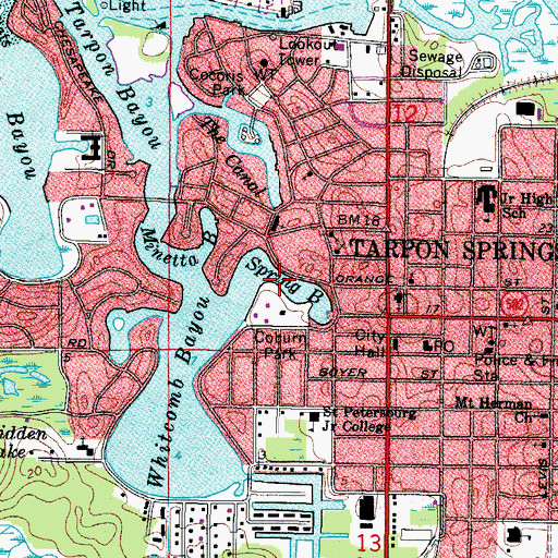 Topographic Map of Spring Bayou, FL