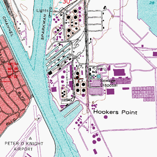 Topographic Map of Ybor Turning Basin, FL