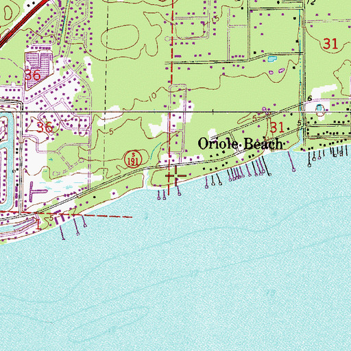 Topographic Map of Oriole Beach Elementary School, FL
