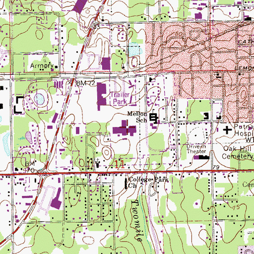 Topographic Map of Palatka High School, FL