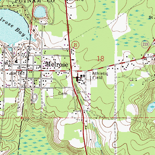 Topographic Map of Melrose Elementary School, FL