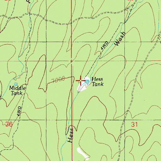 Topographic Map of Hess Tank, AZ