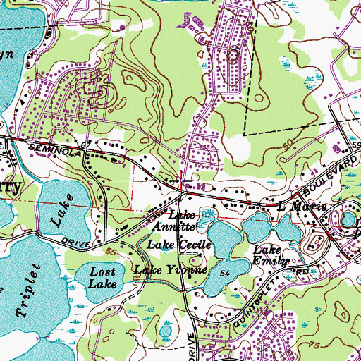 Topographic Map of First Baptist Chapel of Casselberry, FL
