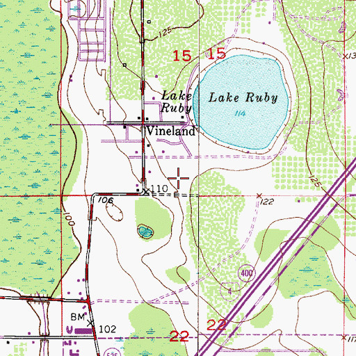 Topographic Map of First Baptist Church of Vineland, FL