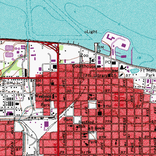 Topographic Map of Pinecrest Baptist Church, FL