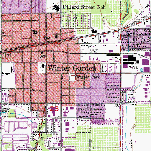 Topographic Map of Park Avenue Baptist Church, FL