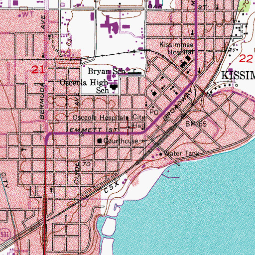 Topographic Map of Osceola Baptist Church, FL