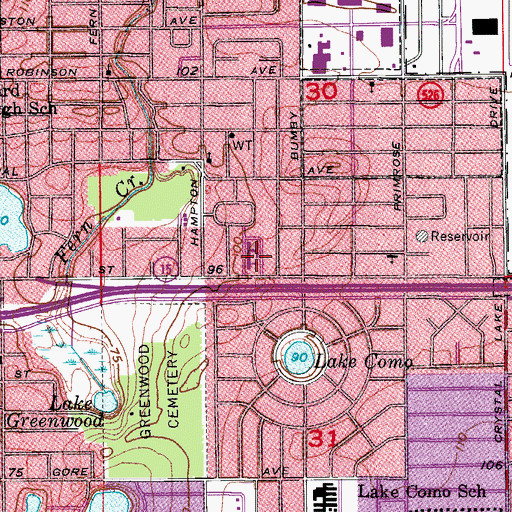 Topographic Map of Monterey Baptist Church, FL