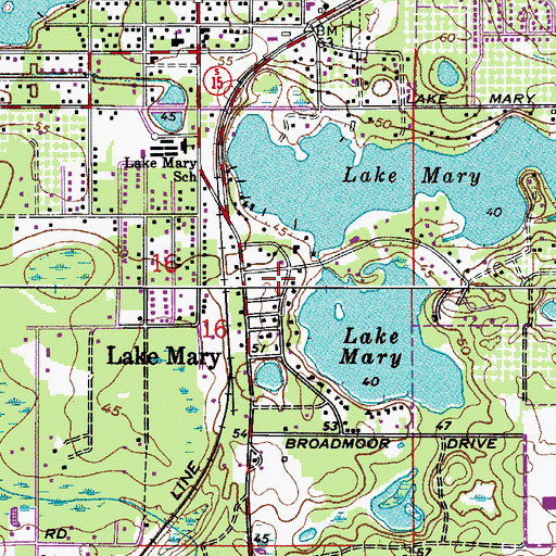 Topographic Map of Lakeview Baptist Church, FL