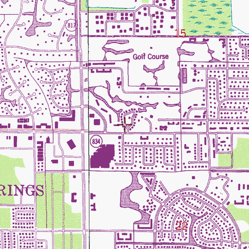 Topographic Map of First United Methodist Church of Coral Springs, FL