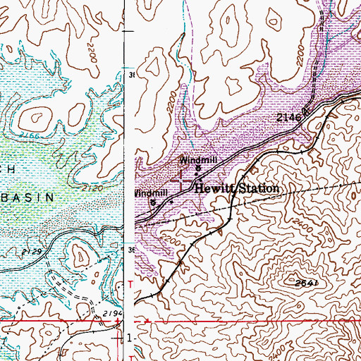 Topographic Map of Hewitt Station, AZ