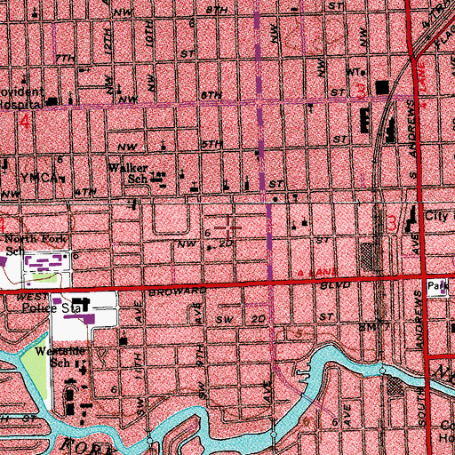 Topographic Map of Pompano Beach Presbyterian Church, FL