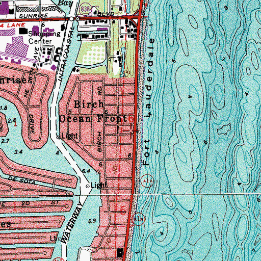 Topographic Map of Pompano Beach Nazarene Church, FL