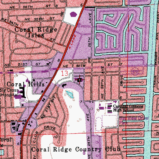Topographic Map of Saint Johns Christian Church, FL
