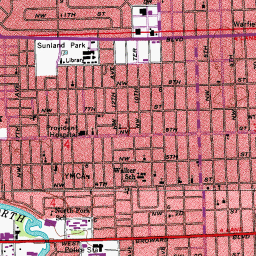 Topographic Map of 6 Street Haitian Mission in Pompano, FL