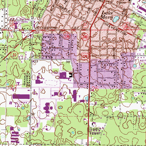 Topographic Map of Suwannee High School, FL