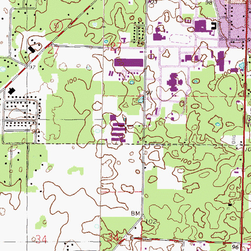 Topographic Map of Suwannee Middle School, FL