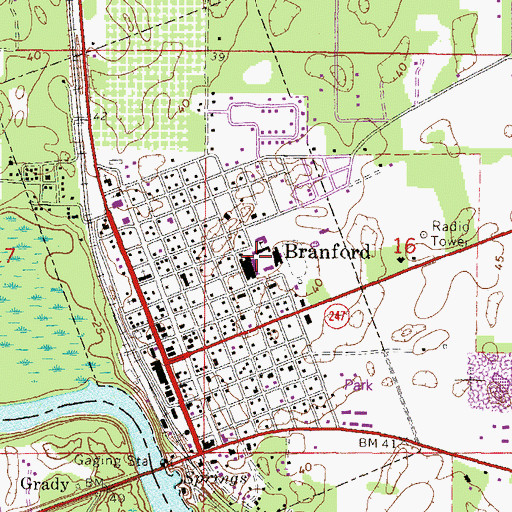 Topographic Map of Branford High School, FL