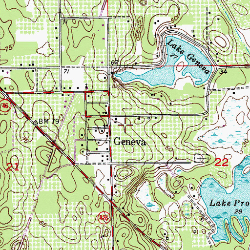 Topographic Map of Geneva Elementary School, FL