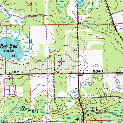Topographic Map of Red Bug Elementary School, FL