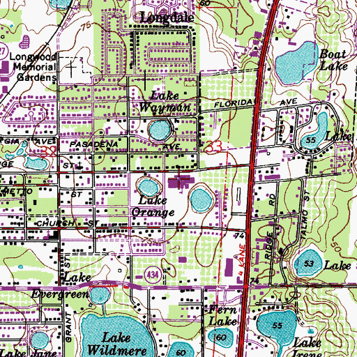 Topographic Map of Longwood Elementary School, FL