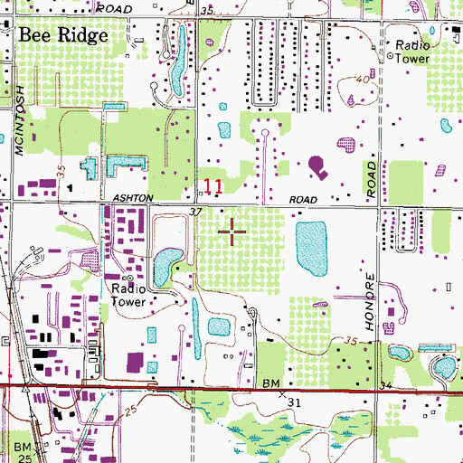 Topographic Map of Sarasota Middle School, FL