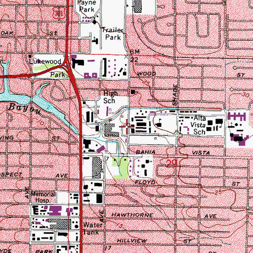 Topographic Map of Sarasota High School, FL