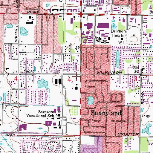 Topographic Map of Sarasota County Student Center, FL