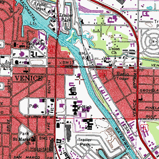 Topographic Map of Venice Elementary School, FL