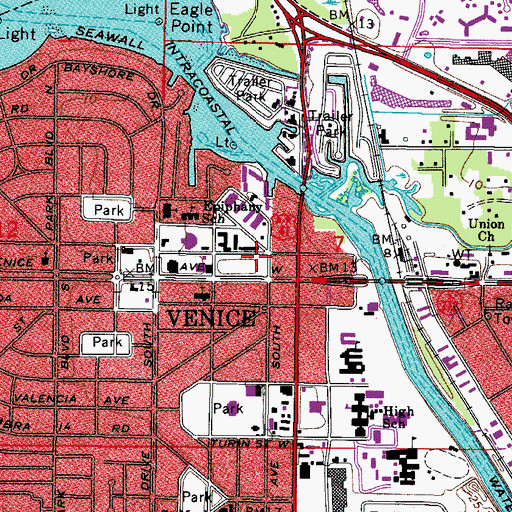 Topographic Map of Nokomis Elementary School, FL