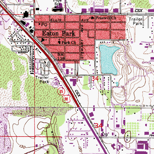 Topographic Map of Maynard E Traviss Vocational Technical Center, FL