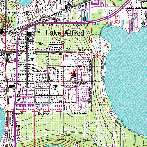 Topographic Map of Lake Alfred Elementary School, FL
