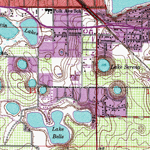 Topographic Map of McLaughlin Middle School and Fine Arts Academy, FL