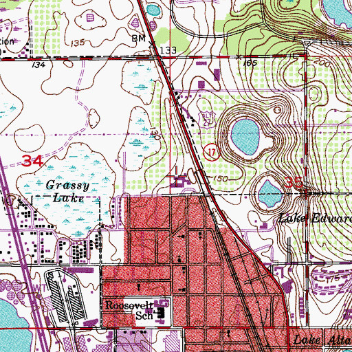 Topographic Map of Janie Howard Wilson Elementary School, FL
