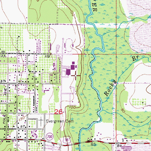 Topographic Map of Fort Meade Middle Senior High School, FL