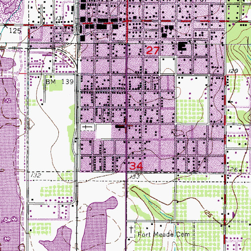 Topographic Map of Fort Meade Middle School, FL
