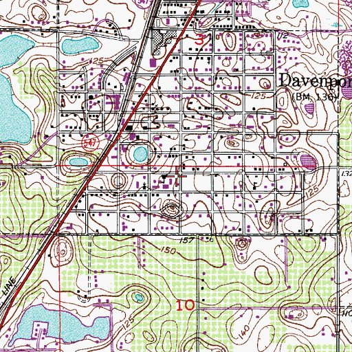 Topographic Map of Davenport Elementary School, FL